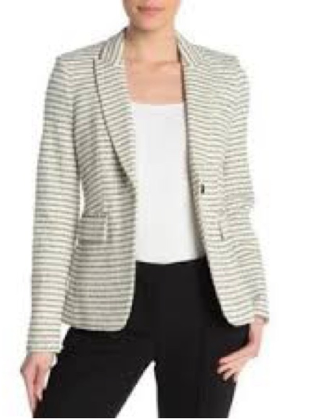 Anthropologie Cartonnier Cottom Blend Grey and White Blazer